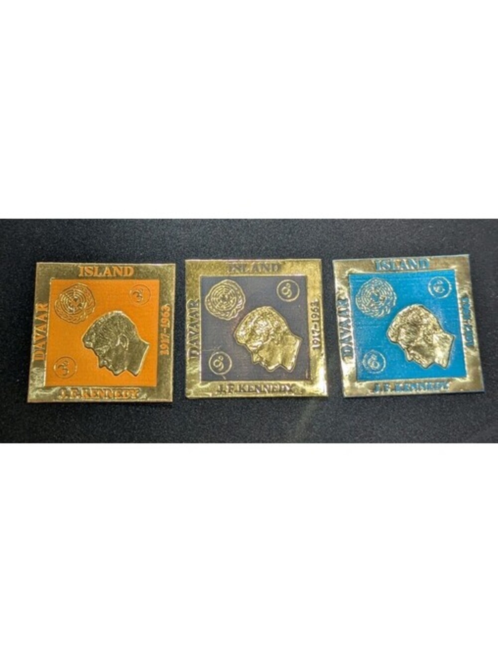 KENNEDY 1964 - Davaar Island JOHN F. KENNEDY 3 Stamps Memorial Gold Foil set MNH